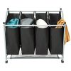 SHAREWIN 4 Bag Laundry Sorter Cart, Laundry Hamper Sorter