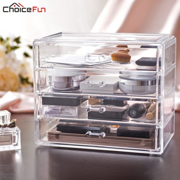 CHOICE FUN Home Desktop Vanity Acrylic 4 Drawers Cosmetic Make Up Organizer