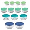 Anchor Hocking Classic Glass Food Storage Containers with Lids, Mixed Blue, 26-Piece Set