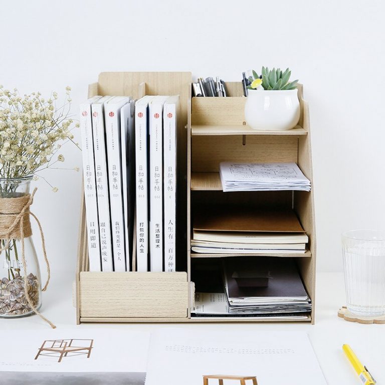 Wood Multi-Use Office Organizer Sundries Table Storage Box Colorful DIY Files Racks Eco Stationary/Book Storage Holder