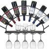 Sorbus Wine Bottle Stemware Glass Rack Wall Mounted - Bordeaux Chateau Style - Holds 7 Bottles of Your Favorite Wine - Elegant Storage for Kitchen, Dining Room, Bar, or Wine Cellar (Black)
