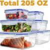 [6 Pack 205 OZ] - Glass Meal Prep Containers - Food Prep Containers with Locking Lids - Food Meal Prep Storage Containers Airtight - Glass Bento Box Lunch Containers - BPA Free Container