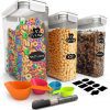 Cereal Container Storage Set - 100% Airtight Food Storage Containers, 8 Labels, Spoon Set & Pen, Great for Flour - BPA-Free Dispenser Keepers (135.2oz) 3PC - Chef’s Path