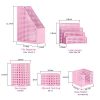 Pink Desk Organizer Office Desk Set: 5 Desktop Accessories for Women