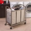 Seville Classics Deluxe Mobile 3-Bag Heavy-Duty Laundry Hamper Sorter Cart
