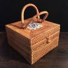 vintage cosmetic jewelry box makeup organizer rattan boxes