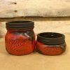 5 Piece Rustic Red Mason Jar Bathroom Accessory Set or Desk Set