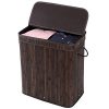 Organize Your Laundry in Style with the SONGMICS Bamboo Laundry Hamper – Double-section Storage with Lid
