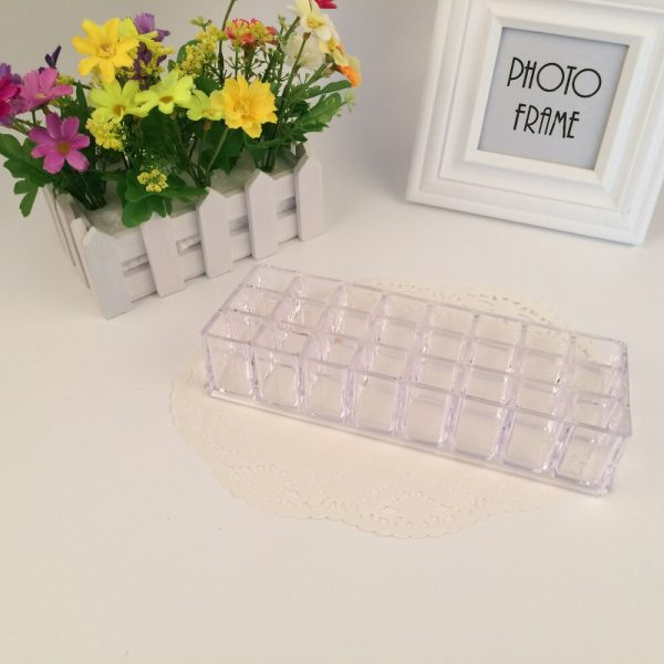 24 grid rectangle large acrylic shelf storage box makeup organizer desk