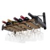 Rustic State Wall Mounted Wood Wine or Liquor Bottle Storage Holders | Stemware Racks Organizer (Walnut)