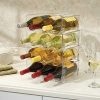 mDesign Modern Plastic Stackable Vertical Standing Wine Bottle Holder Stand