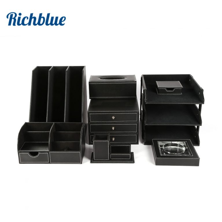 Ever Perfect Multifunctional Business Desk Set Pen Pencil Stationery Organizer Drawer Cabinet Storage Box T01 Black Brown