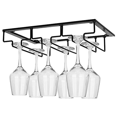 DEFWAY Wine Glass Rack - Under Cabinet Stemware Wine Glass Holder Glasses