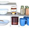 DecoBros Expandable Stackable Kitchen Cabinet and Counter Shelf Organizer,Silver