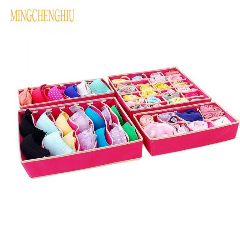 JXSLTC 4pc home Underwear Organizer storage box Foldable Drawer Closet Separator Container bra necktie socks storage organizador