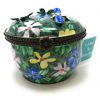 Kelvin Chen Enameled Postage Stamp Dispenser - Floral with 3-D Flowers and Bumble Bee, 2.25 Round