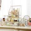AF Luxury Large Makeup Storage Glass Et Metal Edge Cosmetics Organizer