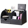 HIPSTEEN Multifunctional PU Leather Office Desk Organizer Business Card