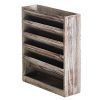 5 Slot Rustic Torched Wood Document Filing Organizer, Wall Mounted Magazine Rack