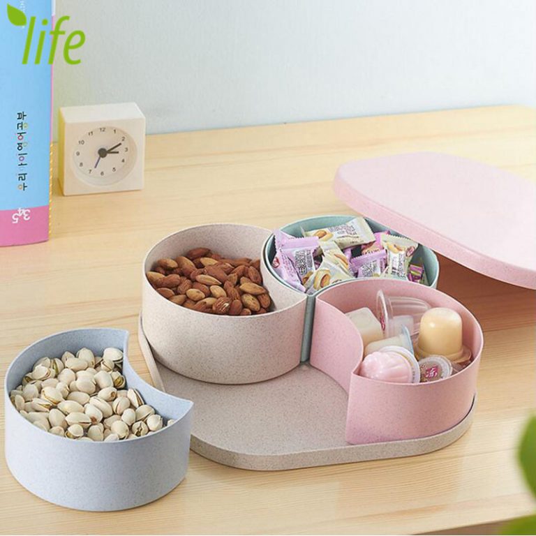 Eco-friendly Wheat-straw Candy Jar Pink Nuts Large Capacity Modern Box Storage Box With Fruit Plate 1 Piece Free Shipping