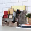 MyGift Distressed Wood Desk Organizer, 6 Compartment 2 Drawer Supplies Rack