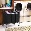 3-Bag Rolling Laundry Sorter Cart - Heavy-Duty Sorting Hamper with Removable Bags and Brake Casters for Efficient Laundry Organization