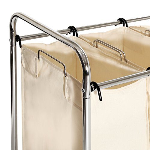 Seville Classics Mobile 3-Bag Heavy-Duty Laundry Hamper Sorter Cart
