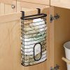 mDesign Metal Over Cabinet Kitchen Storage Organizer Holder or Basket