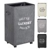 WOWLIVE Large Rolling Laundry Hamper Basket with Wheels Durable Dirty Clothes Bag Collapsible Rectangular Washing bin (Beige) (Grey2)