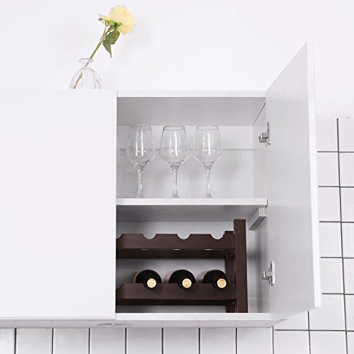 SONGMICS Bamboo Wine Display Rack, 2-Tier 12-Bottle Storage Shelf