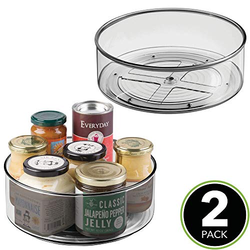 mDesign Plastic Lazy Susan Spinning Food Storage Turntable for Cabinet