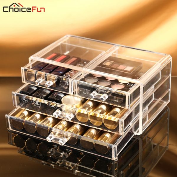 CHOICE FUN Simple 3 Drawers Women Transparent Storage Box Acrylic Make Up