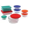 Pyrex Simply Store Glass Rectangular and Round Food Container Set (18-Piece, BPA-free)