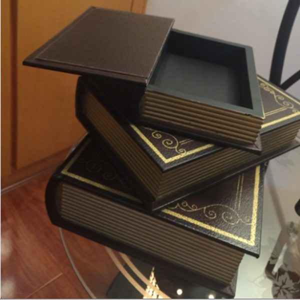 Set of 3 Vintage Wooden Book Storage Boxes – Hidden Décor with Timeless Charm