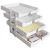 MyGift 4-Tier Collapsible & Expandable Vintage White Wood Document Tray