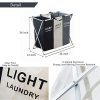 105L Laundry Hamper Sorter Basket Foldable 3 Sections with Aluminum Frame
