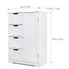 HOMFA Bathroom Floor Cabinet, Wooden Side Storage Organizer Cabinet