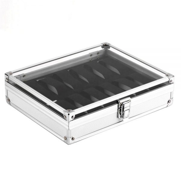 1pcs12 Grid Leather Watches Display Show Storage Box Case Slots Jewelry