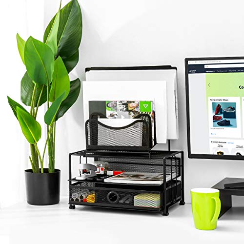 HOMEMAXS Mesh Desk Organizer with Sliding Drawer
