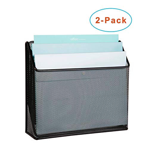 DESIGNA 3 Tiers File Folder Organizer,Mesh Standing File Organizer Black (2 Pack)