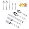 Brightown 45-Piece Silverware Flatware Cutlery Set in Ergonomic Design Size and Weight, Durable Stainless Steel Tableware Service for 8, Dishwasher Safe