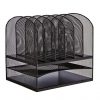 Safco Products Onyx Mesh 2 Tray/6 Sorter Desktop Organizer 3255BL, Black Powder Coat Finish, Durable Steel Mesh Construction, Space-saving Functionality