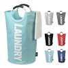 DOKEHOM DKA0001LBXL 115L X-Large Laundry Basket (6 Colors) with Coin Bag, Collapsible Fabric Laundry Hamper, Foldable Clothes Bag, Folding Washing Bin (Light Blue, XL)