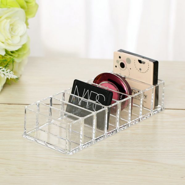 Fashion Clear Acrylic 8 Slots Cosmetic Organizer Powder Storage Box Household