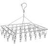 DUOFIRE Stainless Steel Clothes Drying Racks Laundry Drip Hanger Laundry Clothesline Hanging Rack Set of 36 Metal Clothespins Rectangle for Drying Clothes, Towels, Underwear, Lingerie, Socks （2 PACKS）