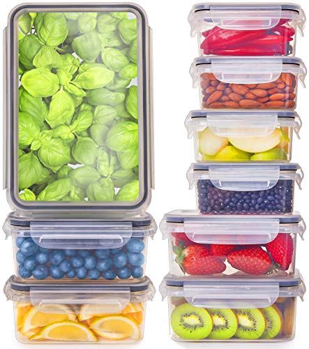 [9-Pack] Food Storage Containers with Lids - Plastic Food Containers with Lids - Plastic Containers with Lids BPA Free - Leftover Food Containers - Airtight Leak Proof Easy Snap Lock Food Container