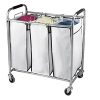 Saganizer Hamper with Wheels Rolling Cart Heavy Duty Triple Laundry Organizer/Sorter, Chrome/White