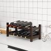 SONGMICS Bamboo Wine Display Rack, 2-Tier 12-Bottle Storage Shelf
