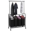 SONGMICS 4-bag Rolling Laundry Sorter with Hanging Bar Heavy-duty