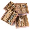 Huji Stackable Jewelry Trays Organizer Storage Rings Earrings Bracelets Watches Necklaces (1, Camel Brown Stack-able Trays)